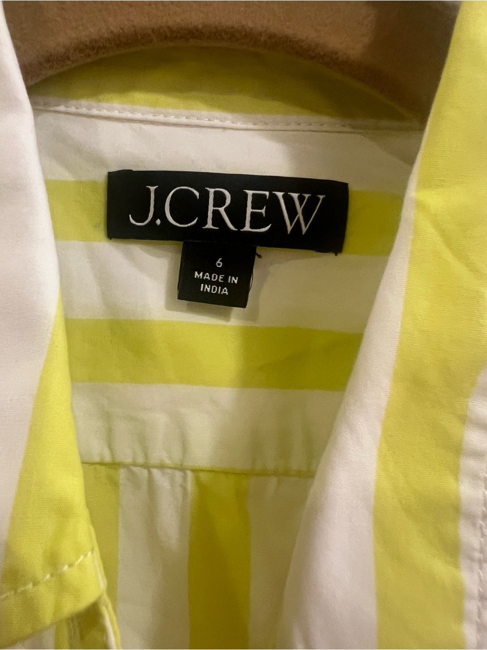 J. Crew Lemon Yellow & White Striped Button-Front Shirt - Picture 3 of 4